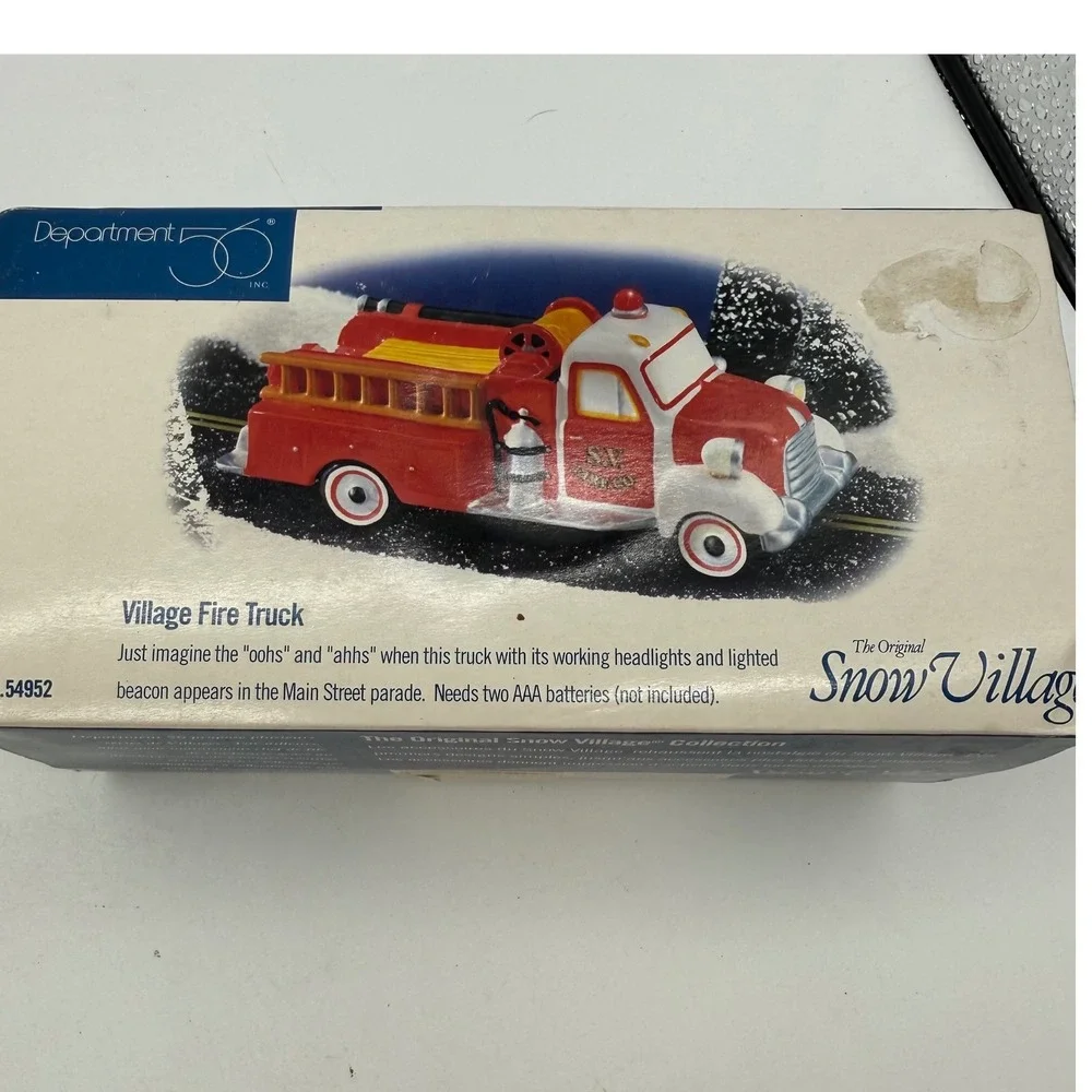 Department 56 Snow Village Fire Truck 56. Lighted Christmas Accessory Boxed